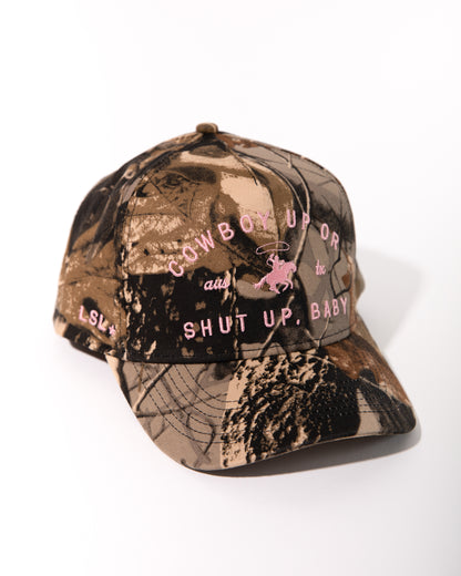 Camo Cowboy Up Canvas Trucker Hat