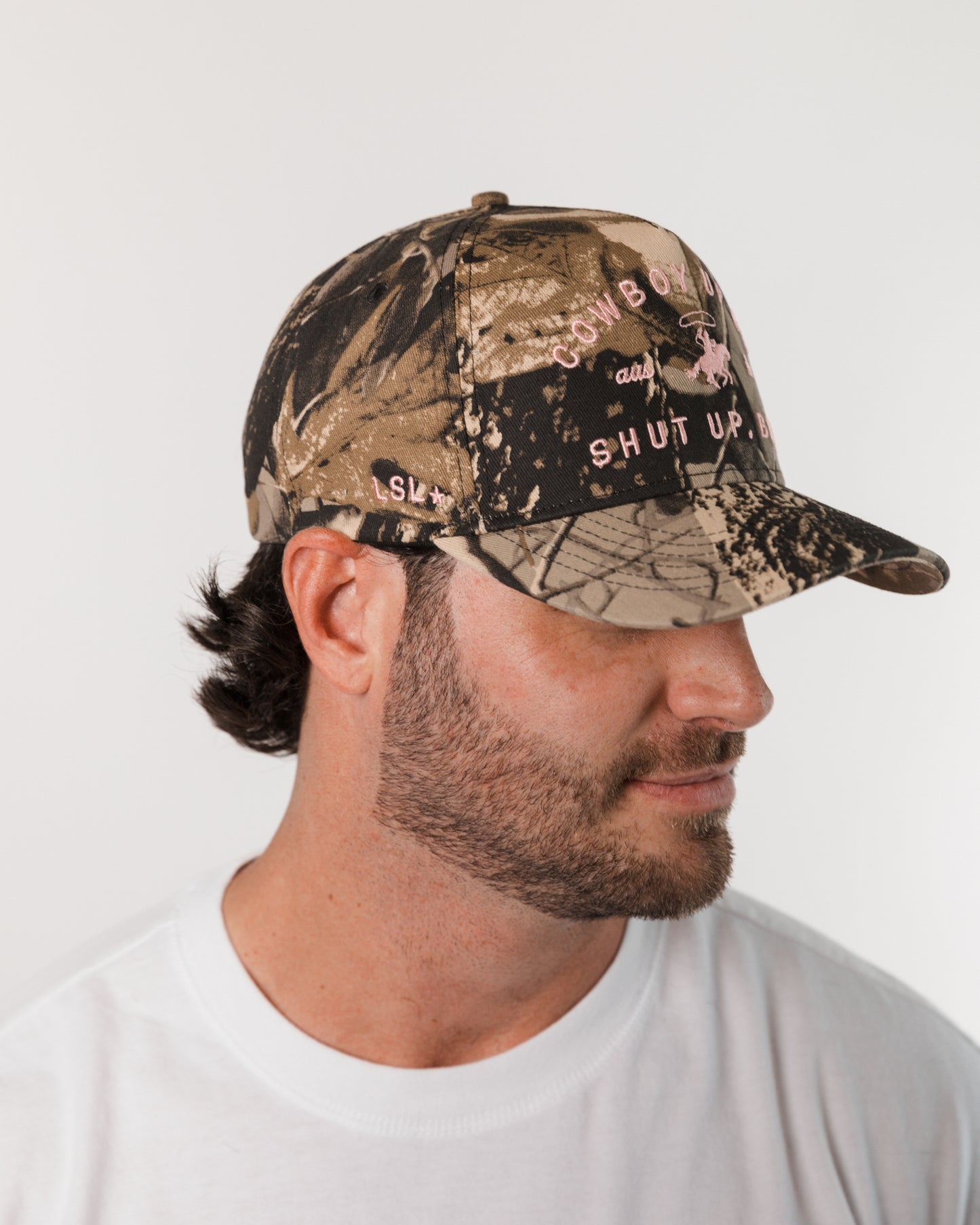 Camo Cowboy Up Canvas Trucker Hat