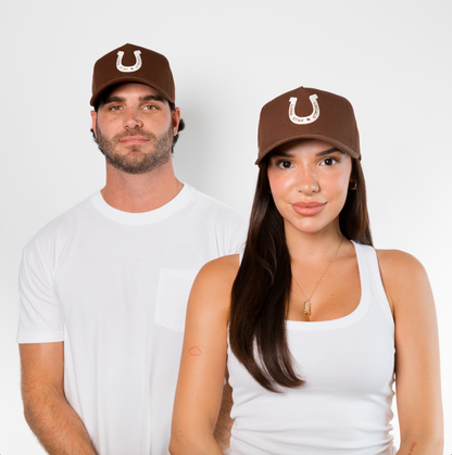 Chocolate Lucky Horseshoe Canvas Trucker Hat