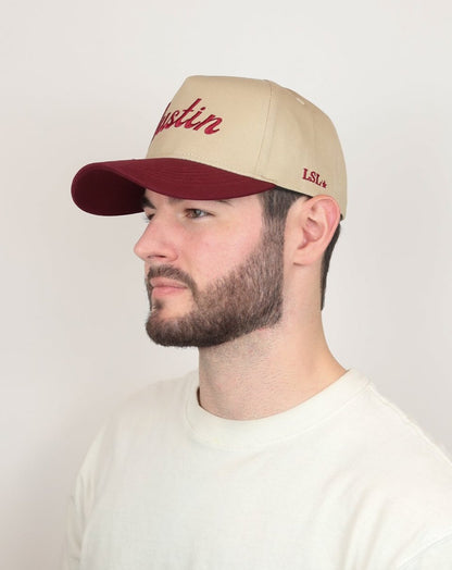 Burgundy / Khaki 'Austin' Trucker Hat